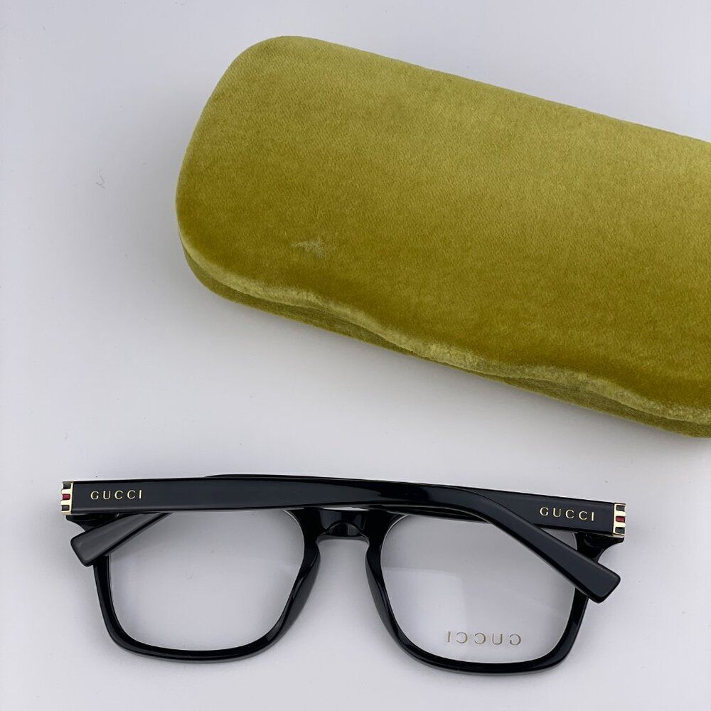 SALE! NEW GUCCI WEB GG0457O 005 Black Gold Square Women Eyeglasses - Picture 9 of 10